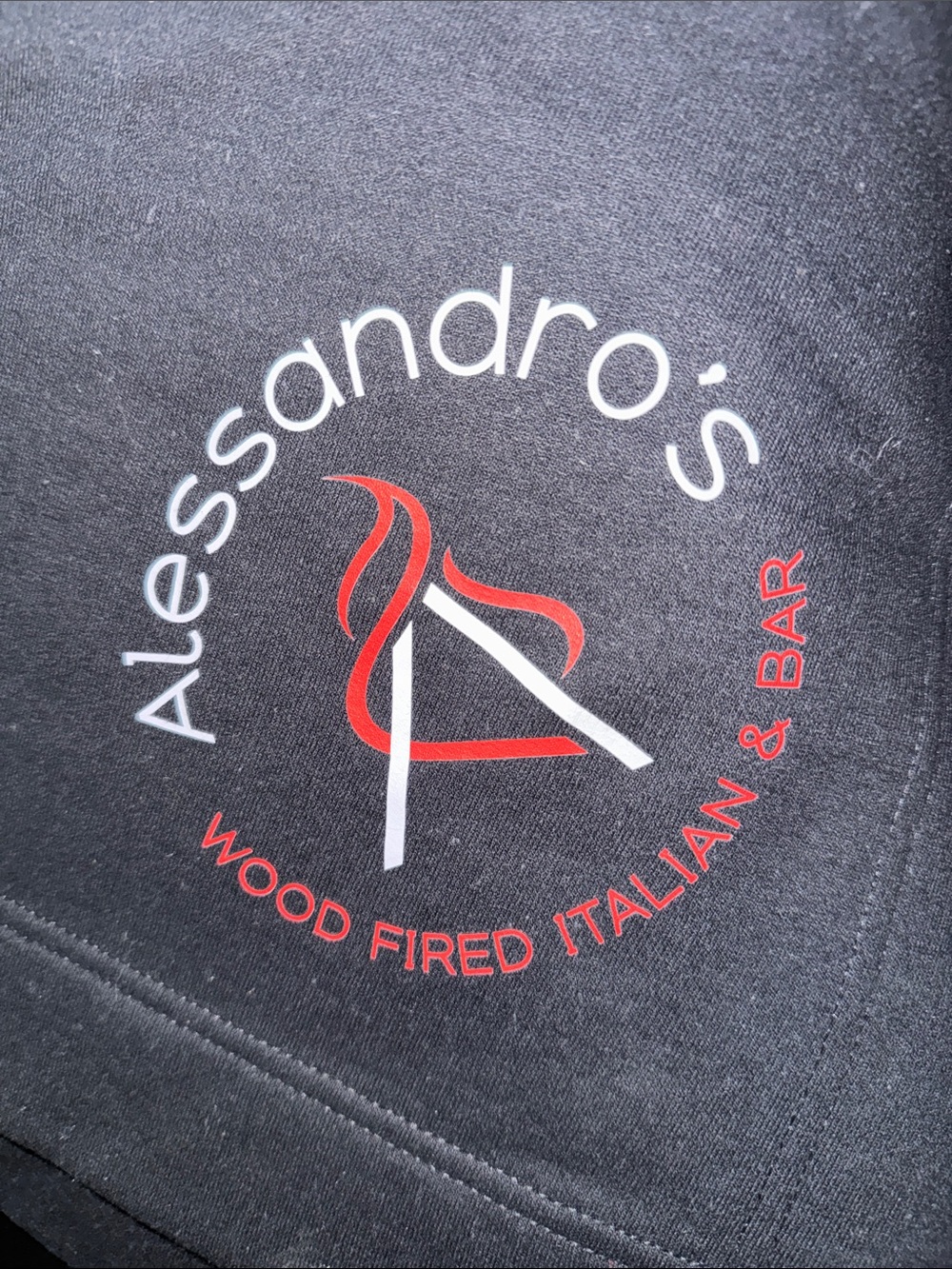 Black Crewneck Sweatshirt with Red & White Logo